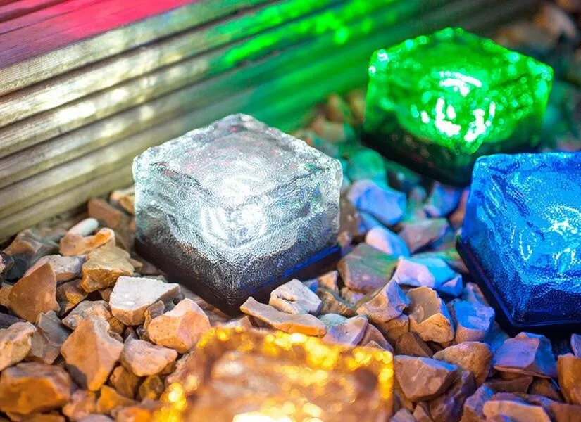 

20pcs/lot Solar Power Underground LED Outdoor Waterproof Ground Crystal Glass Ice Brick Lawn Yard Deck Path Garden Lamp