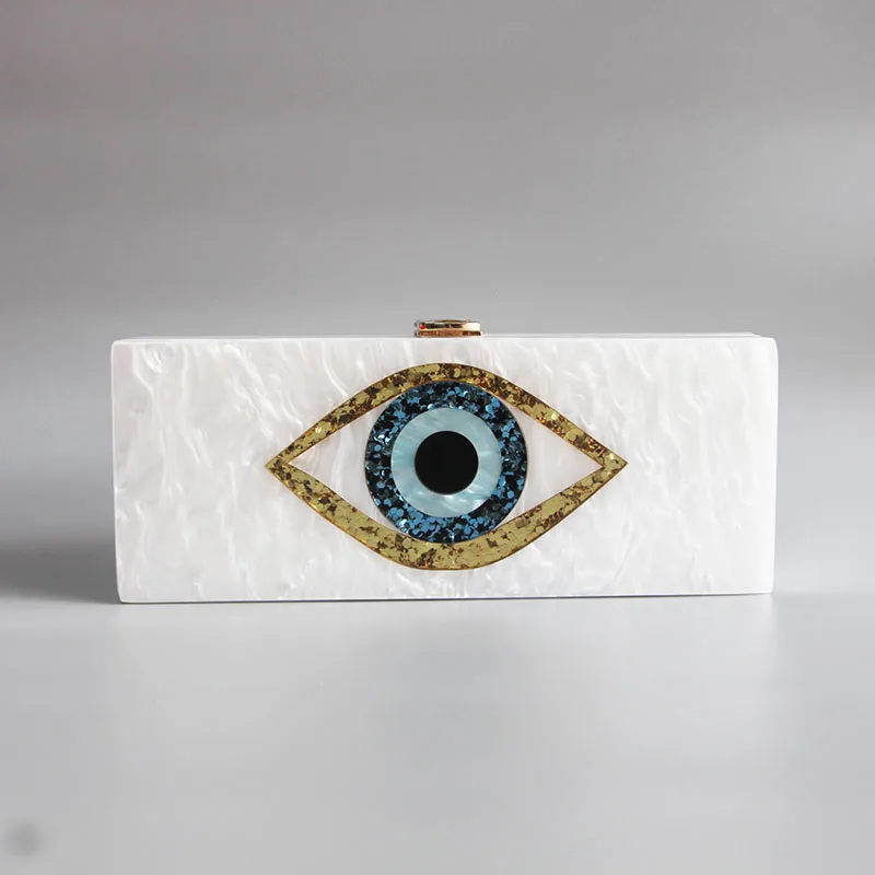 Marbling pearl white evil eye  Acrylic Purse Box Clutch Luxury Handbags Women Bga Designer Messenger Beach Travel Summer Acrylic