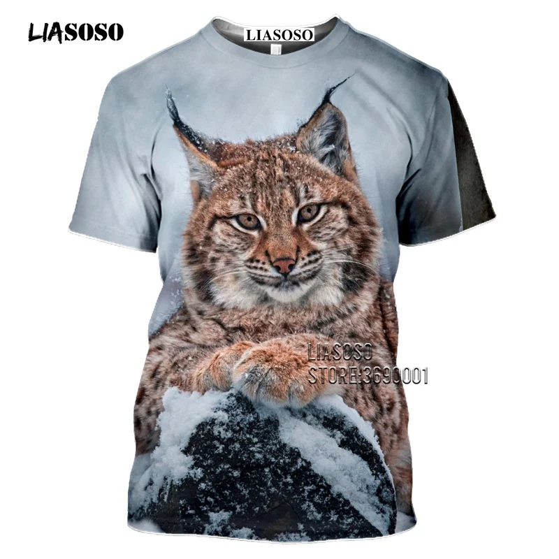 Cat Eurasian Lynx Animal T Shirt 3D Print Women Men\'s Harajuku Casual T-shirt Tee Tops Short Sleeve Plus Size Clothing