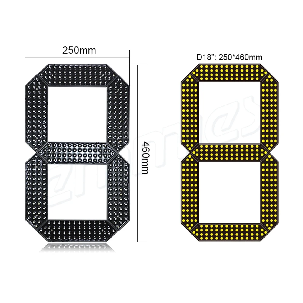 2Pcs/Lot 18 Inch 7 Seven Segment Outdoor LED Digital Numbers Module for Oil Price Signs