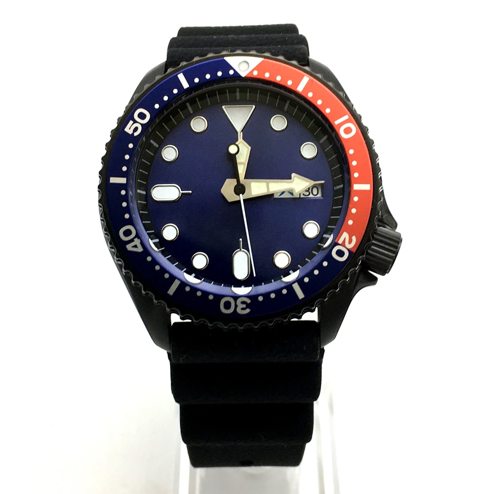 42MM diving watch automatic mechanical male watch NH36A movement aseptic blue dial black case strap PARNSRPE s008