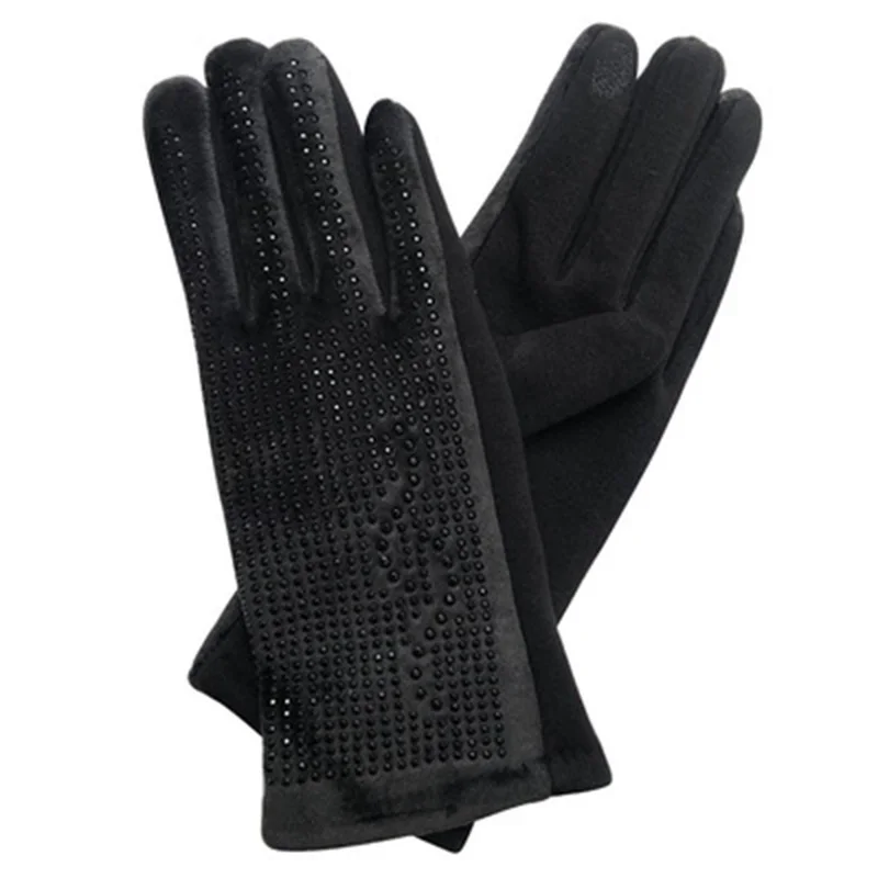 Ladies outdoor cycling fashion mink velvet gloves embroidery touch screen gloves plus velvet export gloves D72
