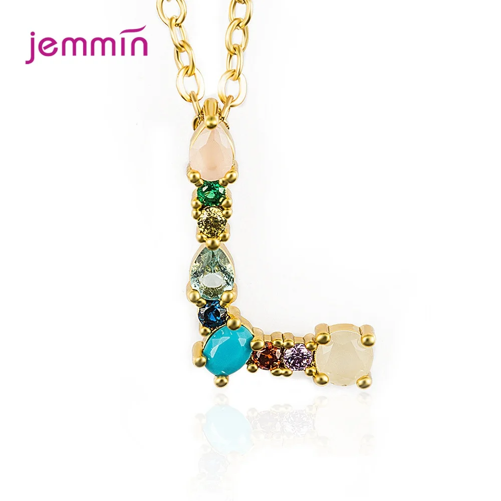 Multicolor S925 Silver Jewelry Crystal Zircon 26 A-Z Letter Necklace & Pendant For Women Wholesale Christmas Birthday Party Gift