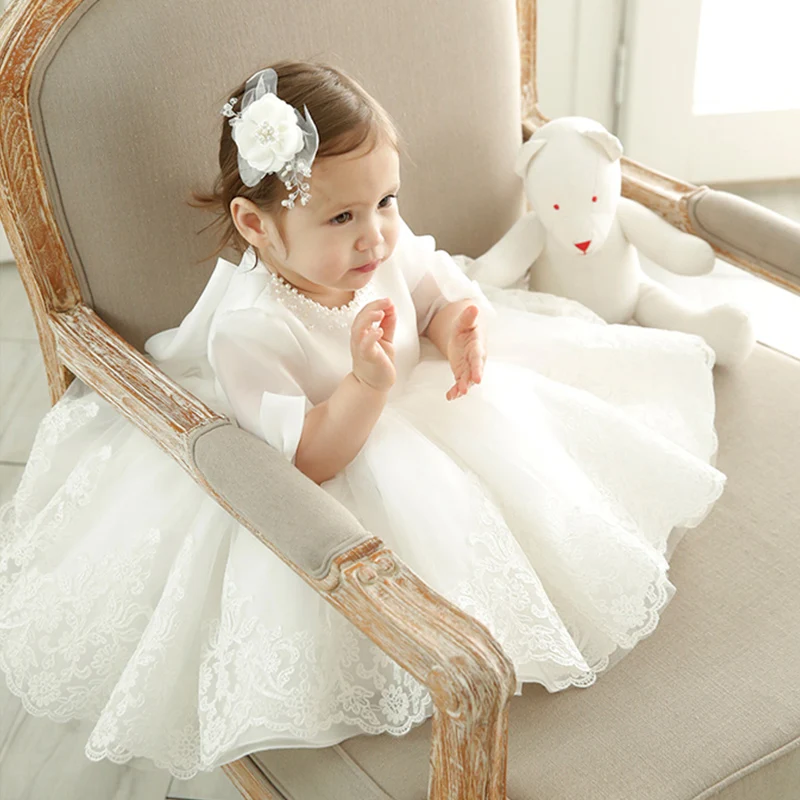 

Gorgeous Baby Events Party Wear Tutu White Tulle Infant Christening Gowns Children's Princess Outfit For Evening Baptism Vestido