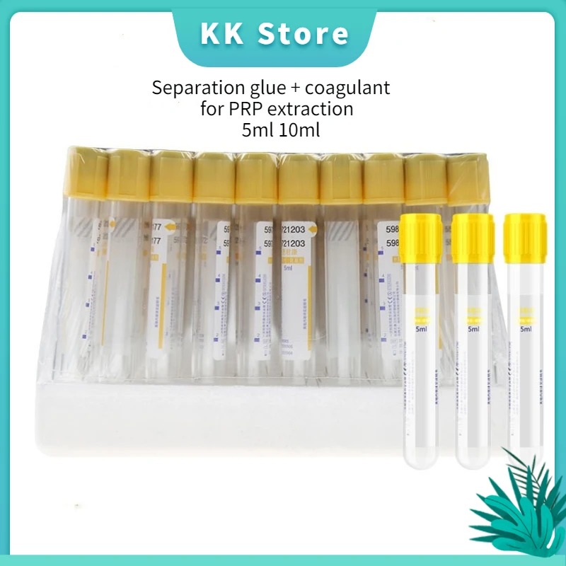 50pcs/lot Disposable Gel and Clot Activator Vacuum Blood Collection Tube 10ml Separation Gel Plastic Yellow Top Gel Vacuum Tube