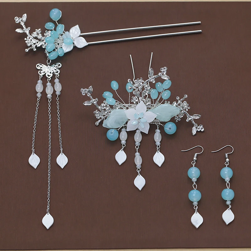 Hanfu Archaistic Headdress Tassel Hairpin Tuinga Hair Comb Pair of Hair Stick Ancient Costume Hairpin Accessories