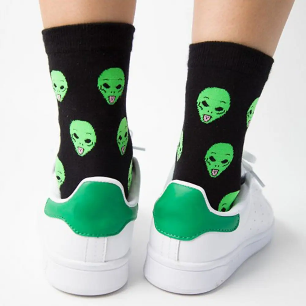 Fashion Unisex Cartoon Cat Art Funny Alien Planet Comfortable Autumn Winter Creative Warm Cotton Halloween Party Socks