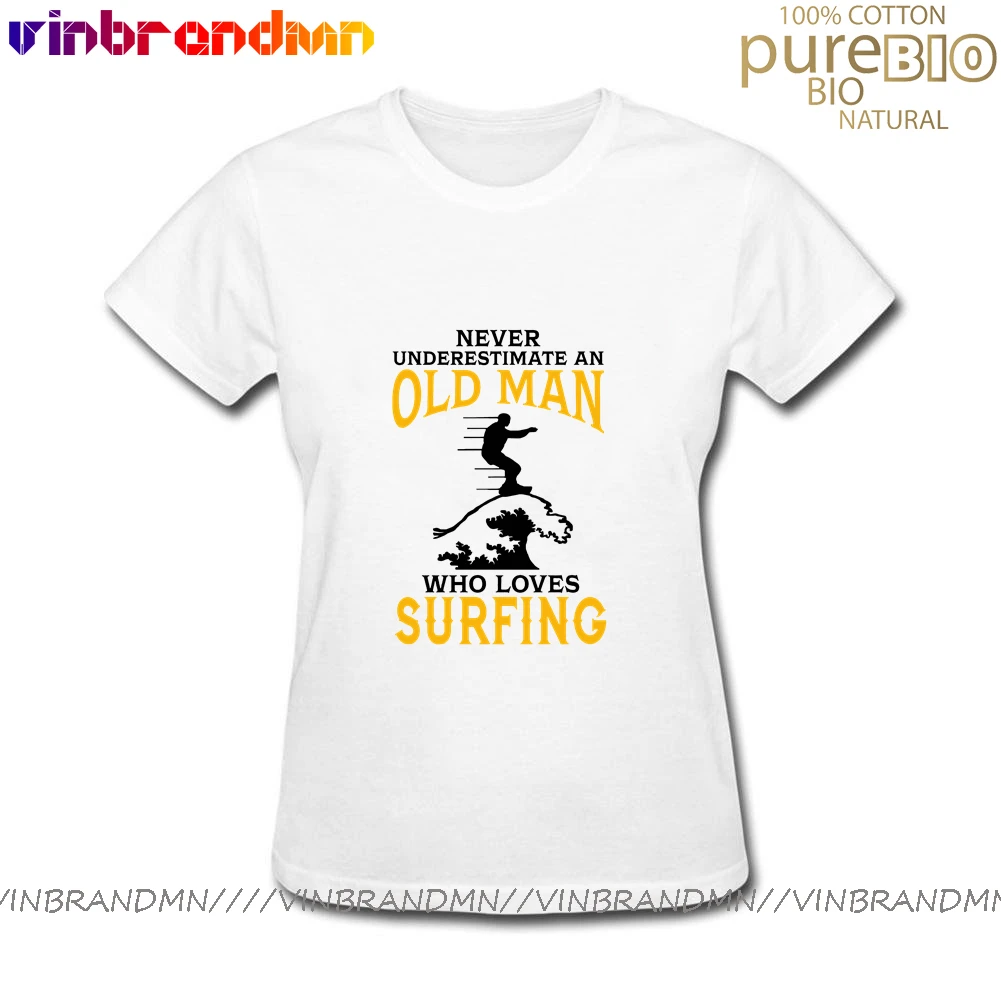 Vintage Never Underestimate an Old Man Who Loves Surfing T shirt women mom Birthday gift Tee shirt Surf T-shirt surf lady tshirt