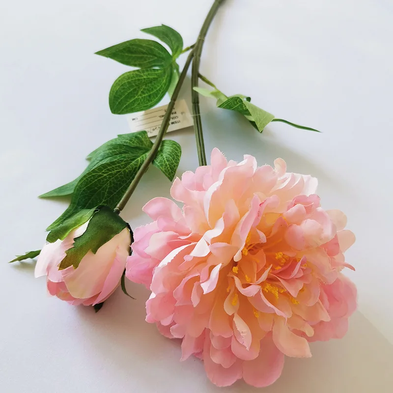 

4Pcs Simulation 2 Heads Large Peony Fake Flower Bouquet Wedding Home Decoration Floral Peony Artificial Flowers Branches