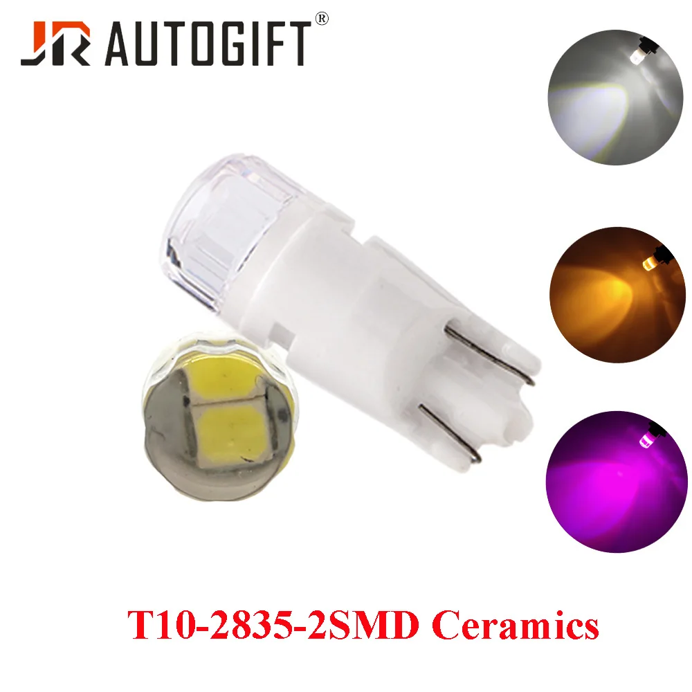 

100pcs Ceramics T10 2835 2SMD LED W5W 194 168 12V Car Reading Wedge Bulbs Dashboard Instrument Lamps Clearance Light White Amber