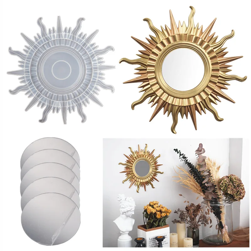 

Sun Moon Mirror Resin mold Silicone Mould Handmade wall art Crystal UV Epoxy Resin Silicone Mold Home Tabletop Ornament