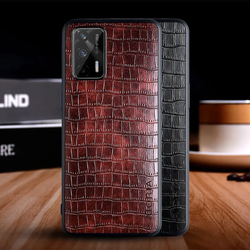 Case for Oppo Realme GT 5G funda luxury crocodile pattern leather soft TPU hard cover for Realme GT 5G case funda capa cover