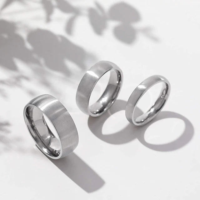 Tigrade 4/6/8mm Brushed Simple Silver/Black Color Titanium Ring Men Minimalist Wedding Band Engagement Rings Women Male Jewelry