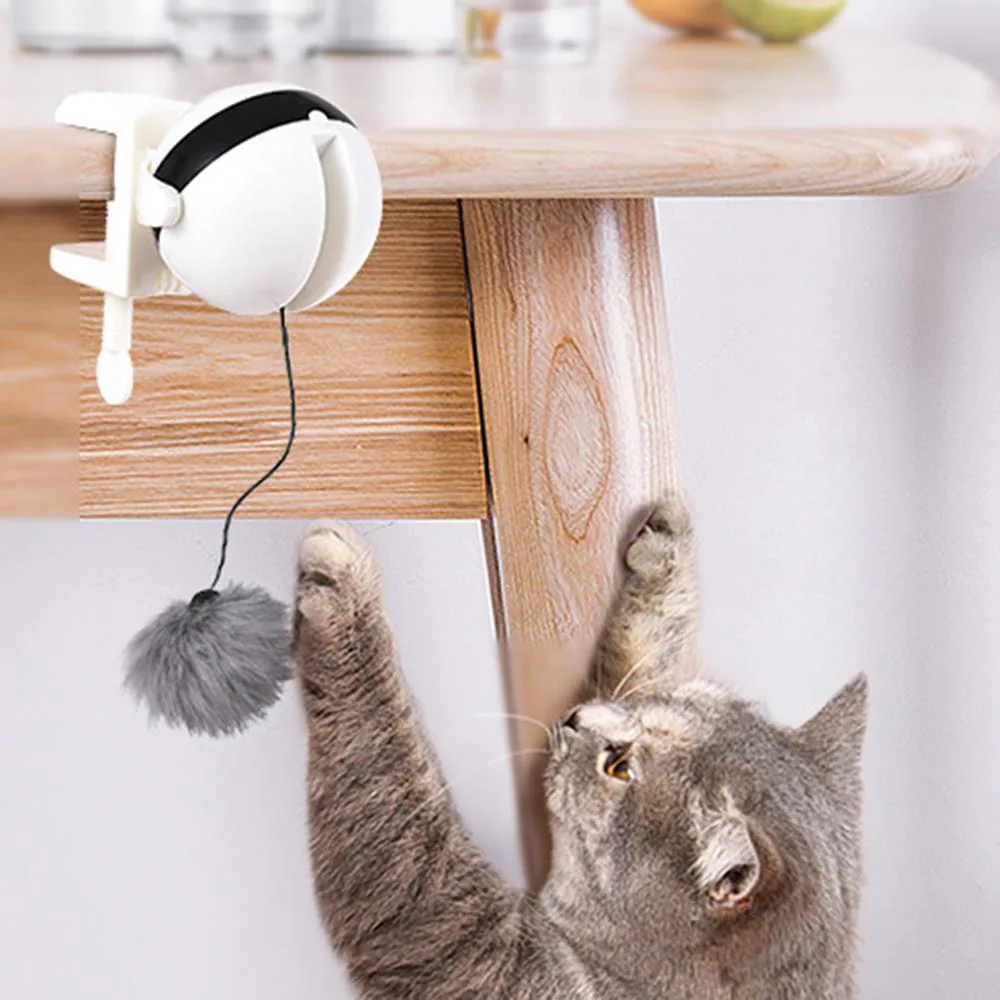 Funny Cat Toy Ball Automatic Teaser Stimulating Toys For Cats Interactive Electric Flutter Rotating Lifting Pet Drapak Dla Kota