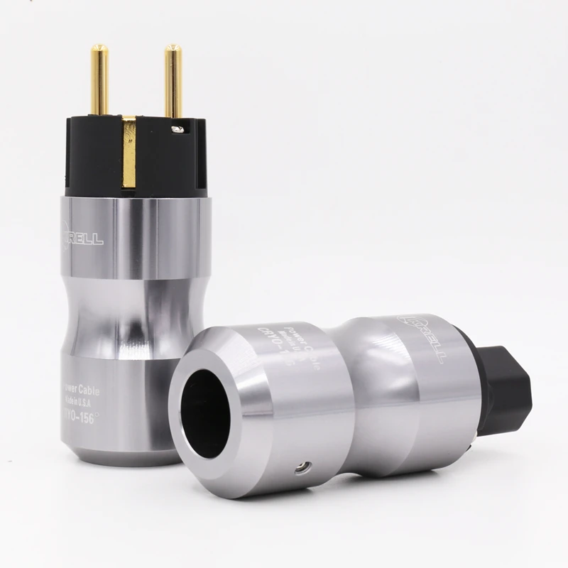 Spina del cavo di alimentazione versione Schuko ue placcata in oro 24K di alta qualità + adattatore di prolunga connettore femmina IEC