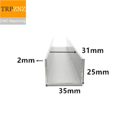 U-shape  Aluminum, 35mm x 25mm x 2mm,Outer width 35mm, length 50cm,aluminum alloy glass covered edge strip