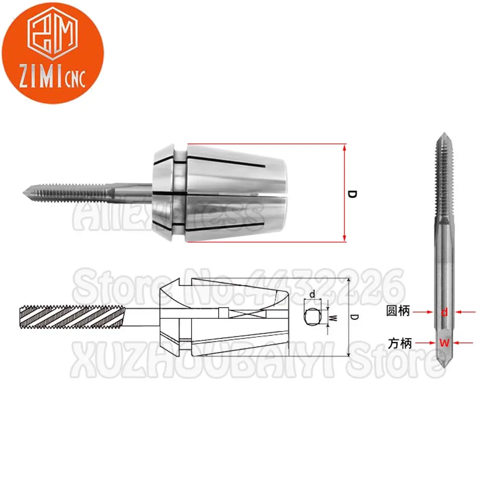 ERG40 M6.3-M20 ERG maschiatura a molla mandrino rubinetto pinze rubinetti a pinza quadrato CNC fresatura portautensili pinza mandrino macchina utensili tornio