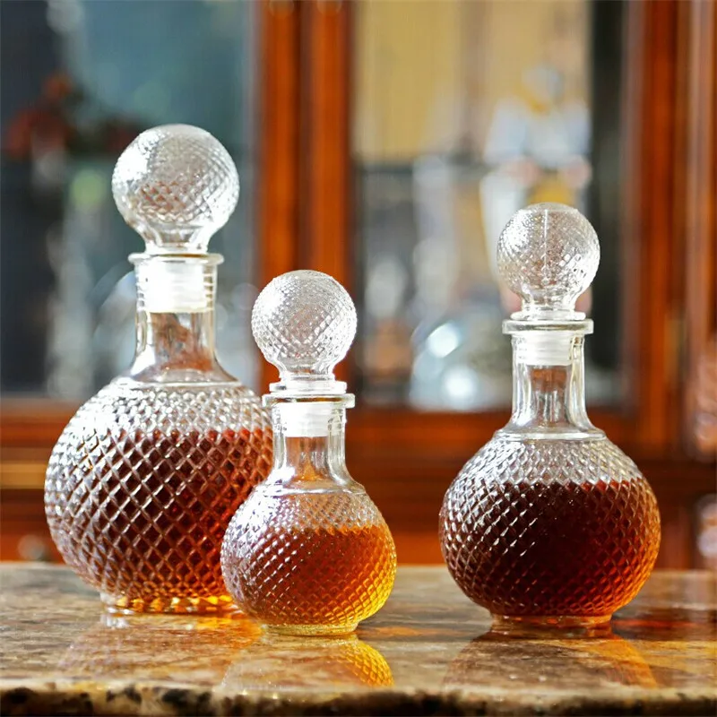 

Home Bar Round Ball Shape Crystal Whiskey Wine Beer Drinking Glass Bottle Decanter Whiskey Liquor Carafe Water Jug Barware Tools