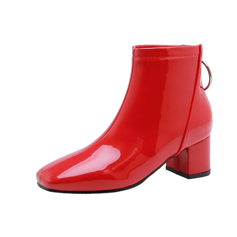 YMECHIC Plus Size Candy Yellow White Black Pink Block High Heels Fashion Ankle Boots Back Zipper Sweet Lolita Shoes Winter 2024