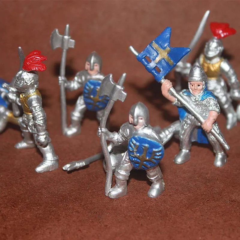 Miniature Medieval Castle Knight Ancient Roman Crusader Warrior King Cavalry Guard Soldier Action Figure Ornaments Model Toys