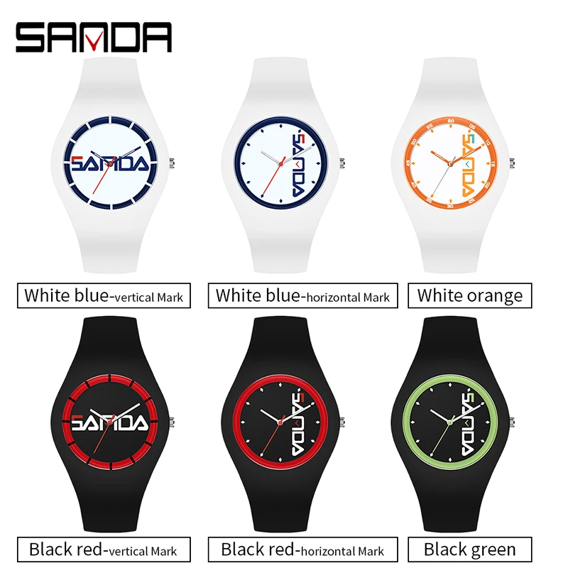 SANDA Ladies Watch Quartz Creative Sports Watch Student Waterproof Watch Rubber Clock Children Clock Ladies Watch Orologio donna