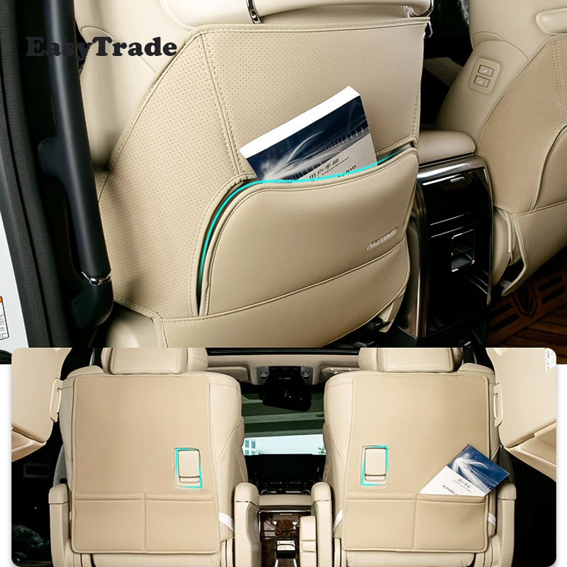 For Alphard Vellfire 30 Series 2016-2019 2020 Leather Car Seat Anti-Kick Mat Rear Row Seats Cover Back Protection Mats