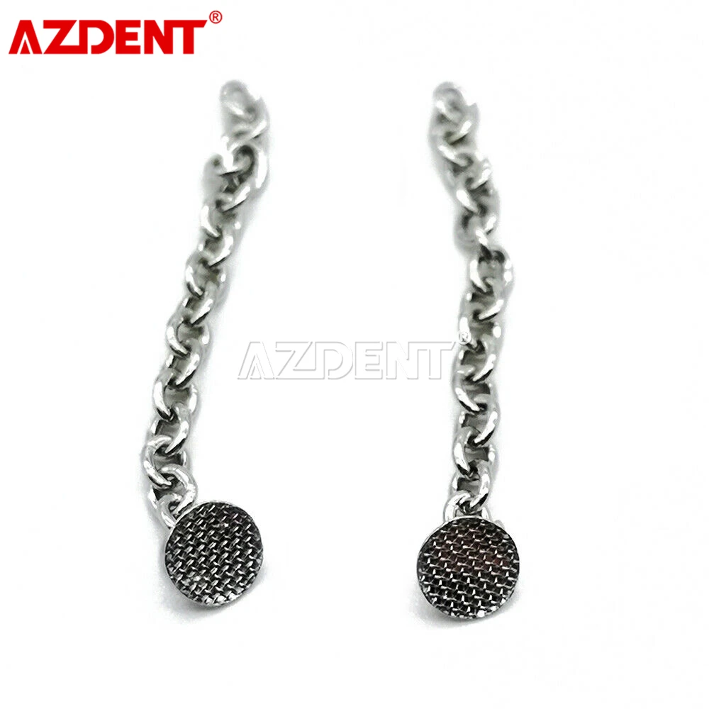 2 Teile/paket AZDENT Dental Kieferorthopädische Traktion Taste Kette Runde Basis Goldene Silber – Detail 4