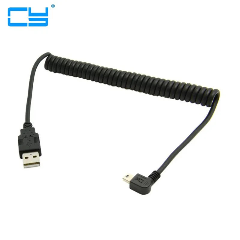 

1m 3ft Right Angled 90 degree USB 2.0 Mini Male to A Type Male Stretch Data Cable for SSD & Hard Disk