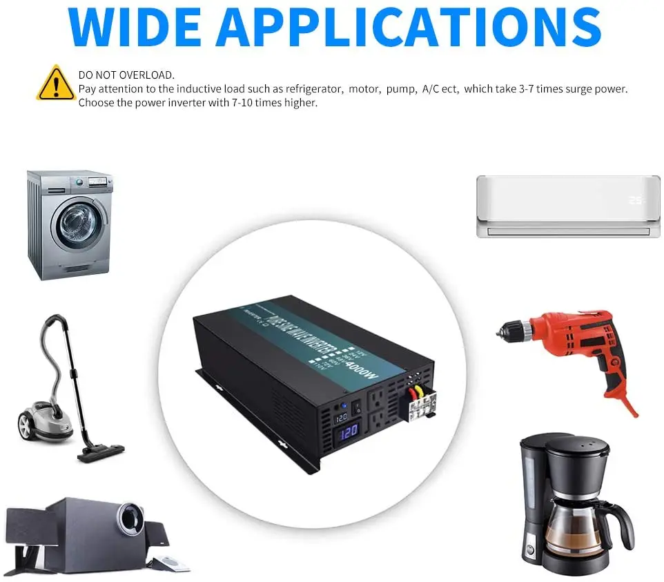 4000 واط التحكم عن بعد موجة جيبية نقية الشمسية العاكس بطارية قوة البنك 12 فولت/24 فولت/36 فولت/48 فولت تيار مستمر إلى 100/110 فولت/120 فولت/230 فولت/240 فولت محول التيار المتردد #5