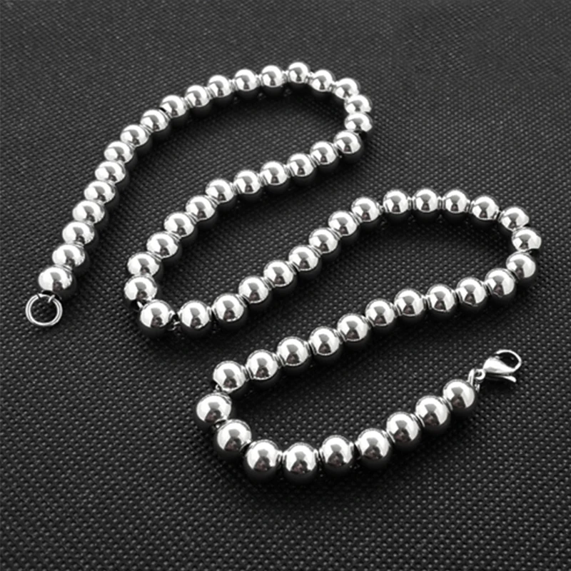 mens necklaces beads stainless steel large steel beads chain necklace gifts for male accessories jewelry on the neck wholesale