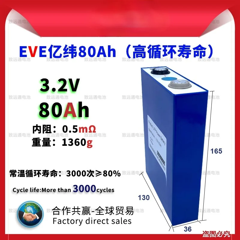 

3.2V 80Ah E-Tricycle,Motorcycle,Ebike Lithium Iron Phosphate(LiFePO4) Battery Pack of the Vehicle,Battery for Electric Car