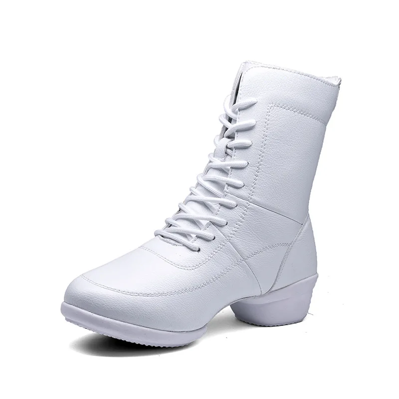 Leather Dance Shoes Woman Ladies Modern Boots Soft Outsole Jazz Sneakers Breathable Lightweight Female Dancing Fitness Winter