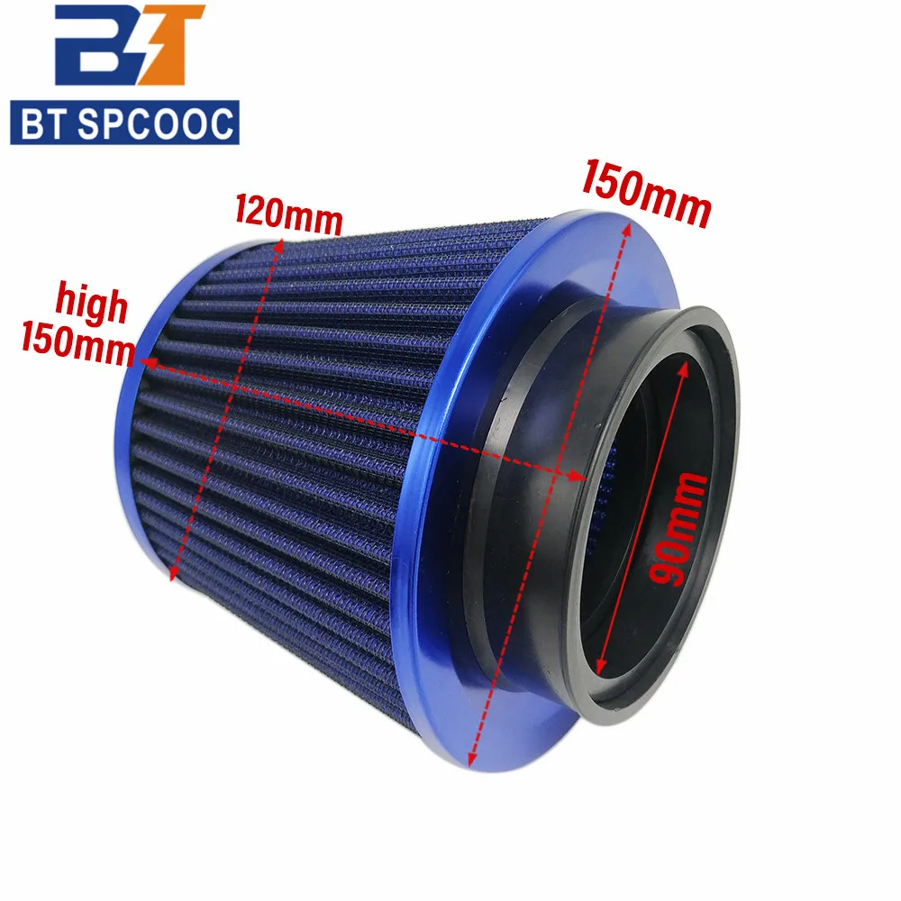 Universal  Air Intake System Car 63mm 76mm 90mm 100mm Carbon Look High Flow Sport Air Filter Car Red Blue