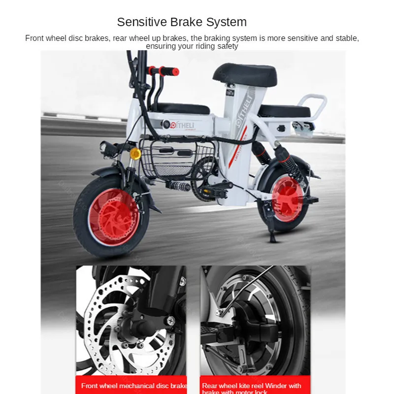 Foldable Electric Scooter for Parent and Child, Electric Bicycles, Mini Bike with Four Suspension System, 12 in, 350W, 48V, New