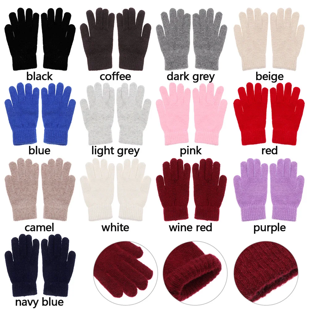 2021 Winter Warm Knitted Woolen Outdoor Gloves Elastic Full Finger Gloves Warm Thick Cycling Driving Fashion Women Men