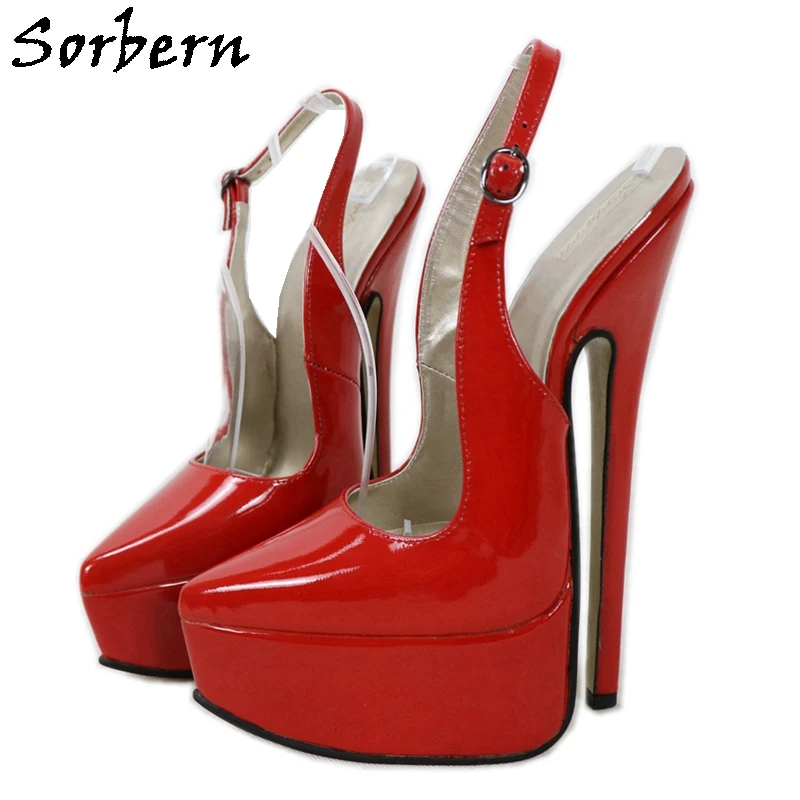 

Sorbern Purple Patent Slingback Women Pump Shoes 20Cm High Heel Platform Pointy Toes Slip On Summer Style Shoe Custom 18Cm Heels