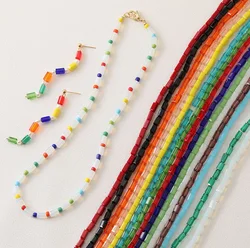 68PCS 4X8mm Rectangular Glass Beads Charms for Jewelry Making Necklace DIY Handmade Bracelet Septal Bead Accessories