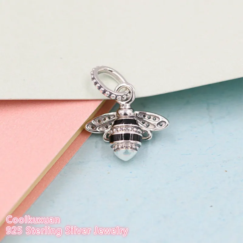 Spring 100% 925 Sterling Silver Sparkling Queen Bee Pendant beads Fits Original Pandora bracelets Jewelry Making