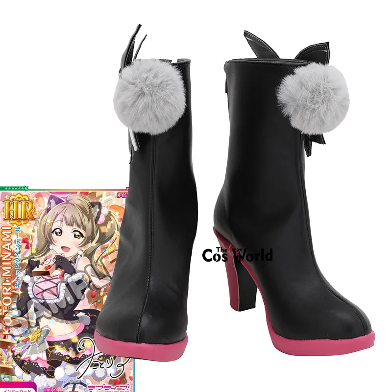 Love Live School Idol Project Cat Twin Tail Arcade Game Minami Kotori Anime Customize Cosplay High Heels Shoes Boots