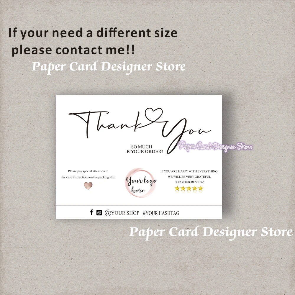 Customized 3x4 Size Seller Business Thank You Package Insert Simple Shop Packaging Card MODERN Thank You For Your Order Cards