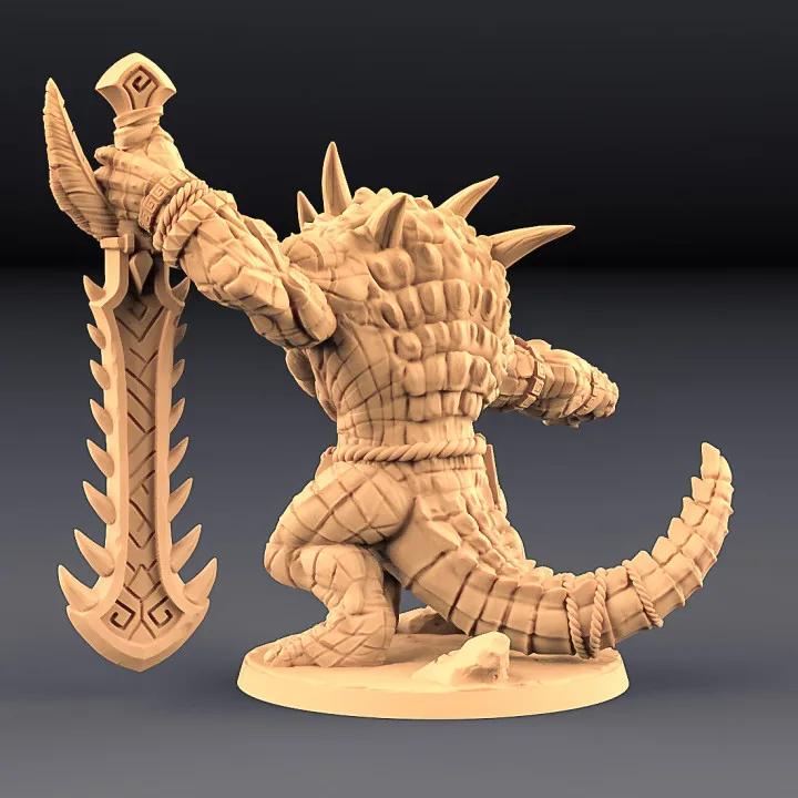 56mm 38mm Resin Model Crocodile Warrior Figure Unpainted DW-089