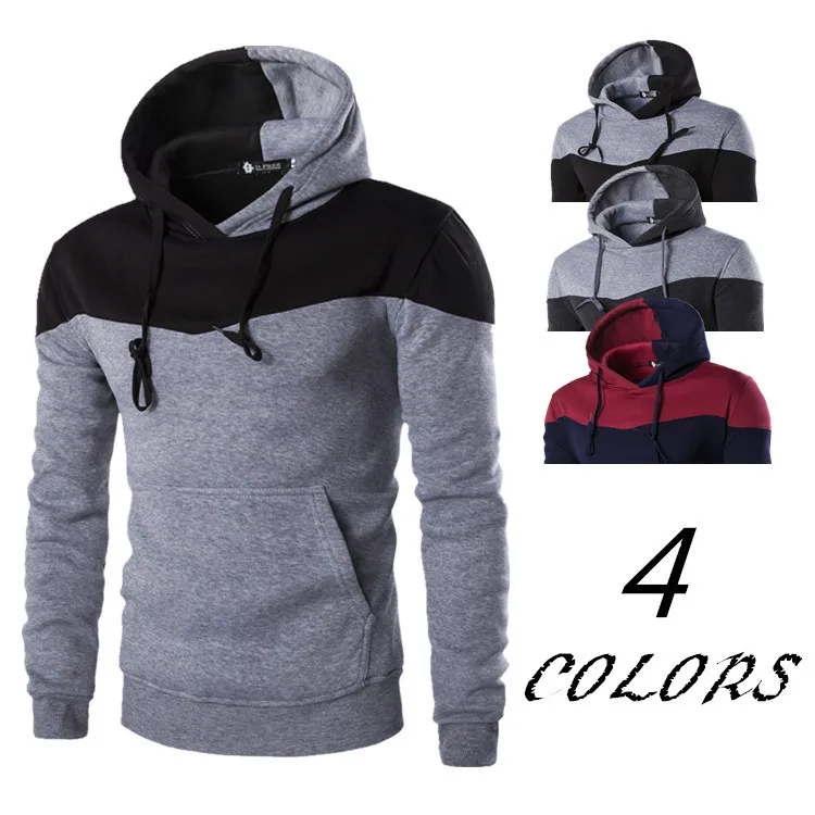 

Men's Patchwork Hooded Sweatshirt Spring Autumn Hoodies Clothing Casual Loose Streetwear Male Fashion Outwear Couples Pullover