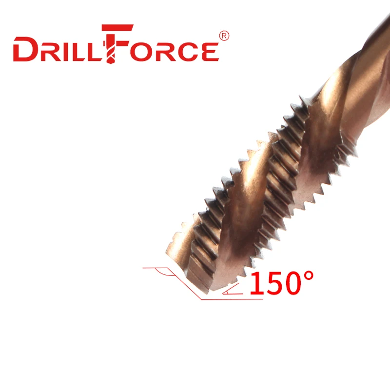 Drillforce cobalto parafuso rosca torneira brocas, Flauta Espiral, Metric M2-M30 torneiras de máquina, aço inoxidável, HSSCO, M35