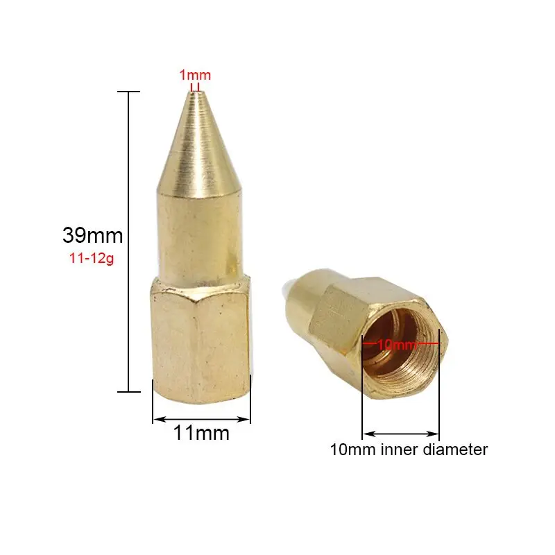 Cobre-Plated Graxa Gun Bico Ponta, Universal Bico de Aço, cabeça chata, óleo pneumático, 5 pcs