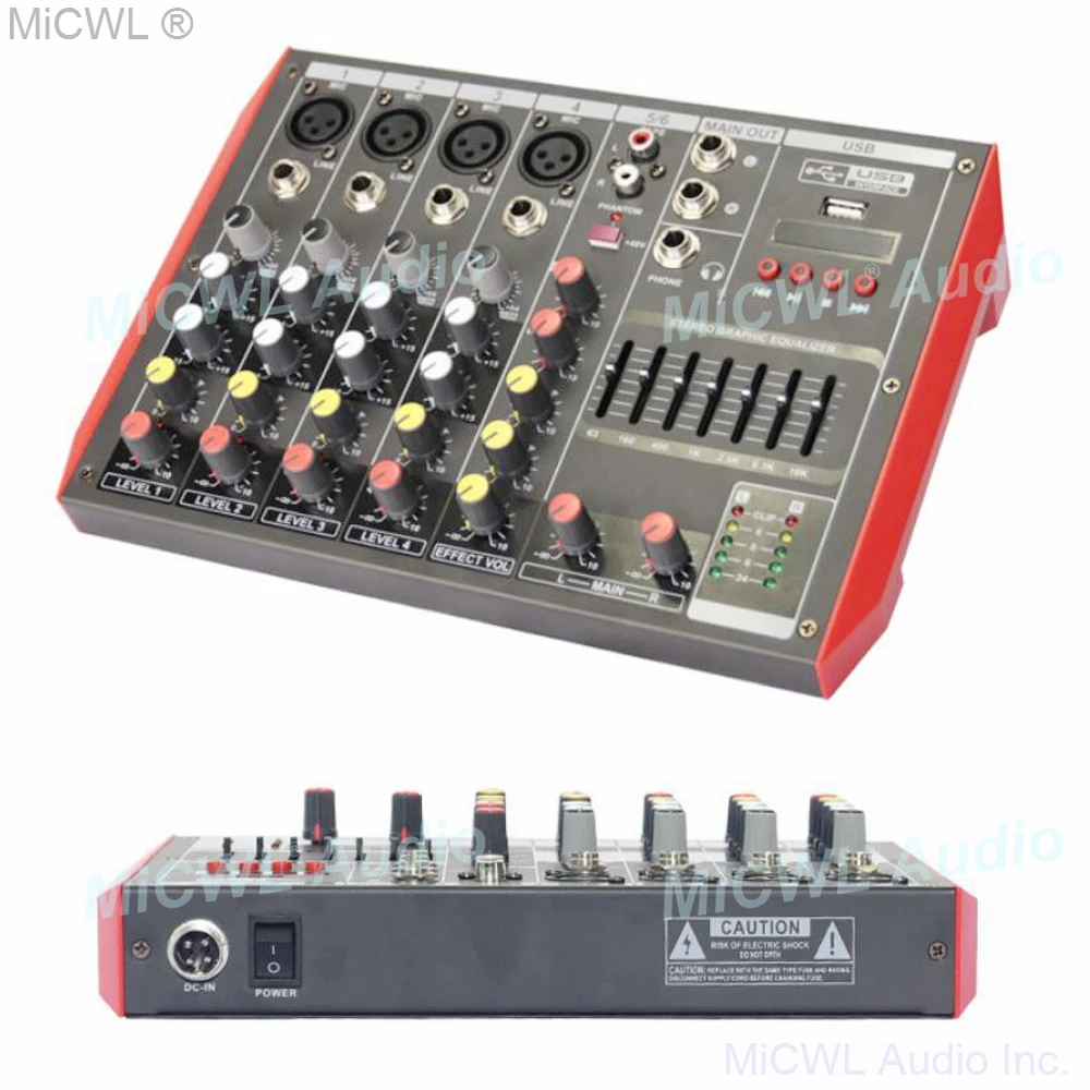 

MG6 6 Channel MG4 4 Channel Bluetooth Portable Audio Mixer DJ Sound Mixing Console MP3 7-Band EQualizer for Stage Karaoke