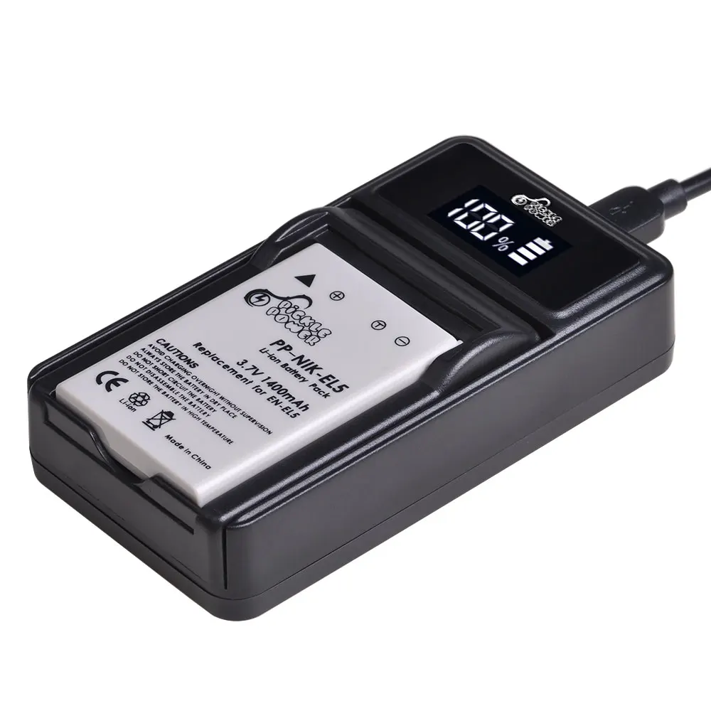 

EN-EL5 EL5 ENEL5 Battery LED USB Charger for Nikon Coolpix P530 P520 P510 P100 P500 P5000 P5100 P6000 3700 4200 Camera