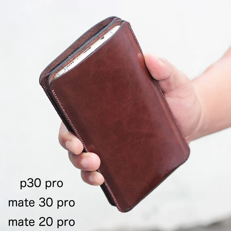 Extremely simple Double phone Straight leather case Pouch For Huawei Mate30Pro Mate20Pro P30Pro retro pouch