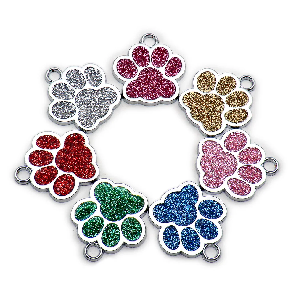 Wholesale 100Pcs Paw Pendant Dog ID Tag Custom Dog Plate Personalized Engraved Puppy ID Collar Tags Paw Pet Accessories For Dogs