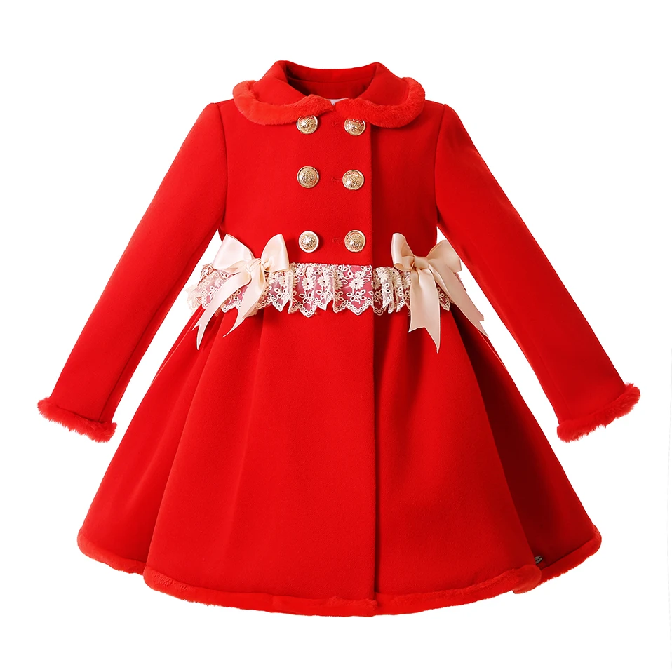 Pettigirl  New Christmas Toddler Winter Red Fur Jacket Coat for Kids Girls Outwear Clothing Age 2 3 4 5 6 8 10 12Y