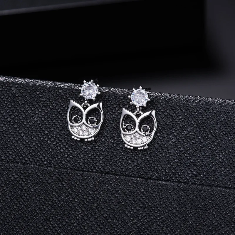 New Hot moda 925 Sterling srebrna sowa kolczyki dla kobiet dziewczyn prezent moda komunikat biżuteria śliczne kolczyki